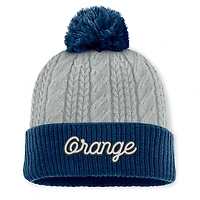 Women's Top of the World Gray/Navy Syracuse Orange Becca Cuffed Knit Hat with Pom