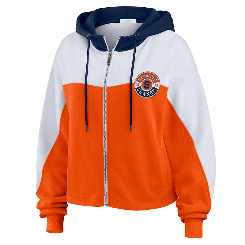 Sweat à capuche entièrement zippé blocs de couleurs orange Syracuse pour femme WEAR by Erin Andrews