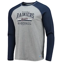 Men's Navy/Heathered Gray Tacoma Rainiers Long Sleeve Baseball T-Shirt