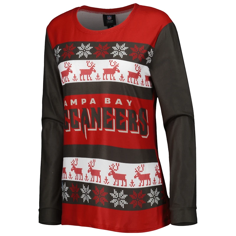 Women's FOCO Red Tampa Bay Buccaneers Wordmark Ugly Pajama Set
