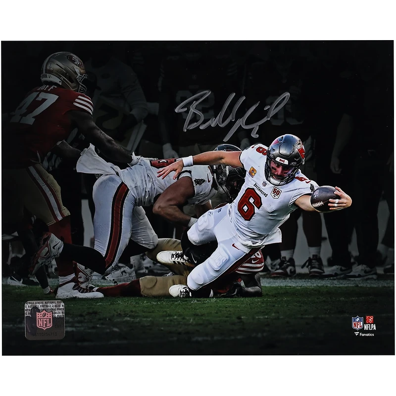 Baker Mayfield Tampa Bay Buccaneers Autographed 8" x 10" Stretching for 1st Down Spotlight Photograph