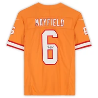 Maillot Nike Vapor Fuse orange dédicacé par Baker Mayfield des Tampa Bay Buccaneers