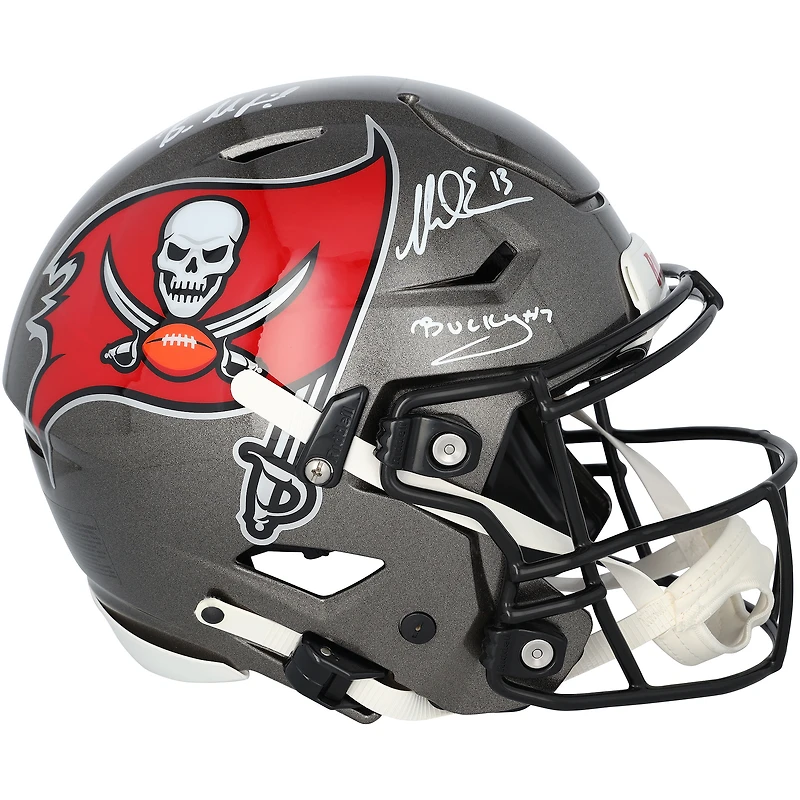 Bucky Irving, Mike Evans & Baker Mayfield Tampa Bay Buccaneers Autographed Riddell Speed Flex Authentic Helmet