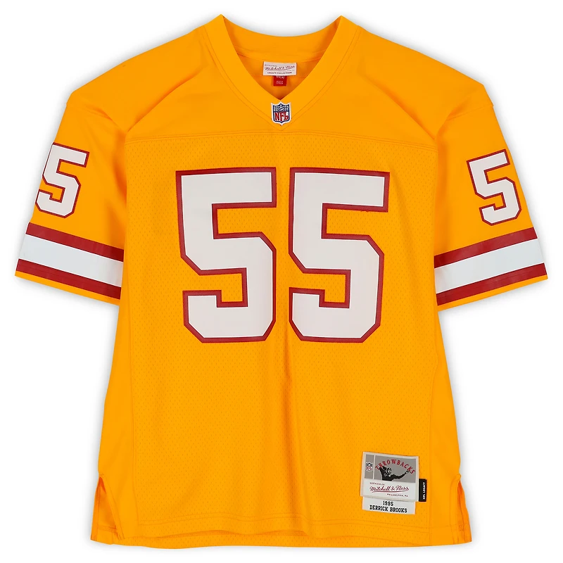 Maillot réplique orange Mitchell & Ness 1995 autographié par Derrick Brooks des Buccaneers de Tampa Bay