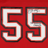 Maillot réplique rouge Mitchell & Ness 2002 autographié par Derrick Brooks des Buccaneers de Tampa Bay avec inscription « Champions du Super Bowl XXXVII »