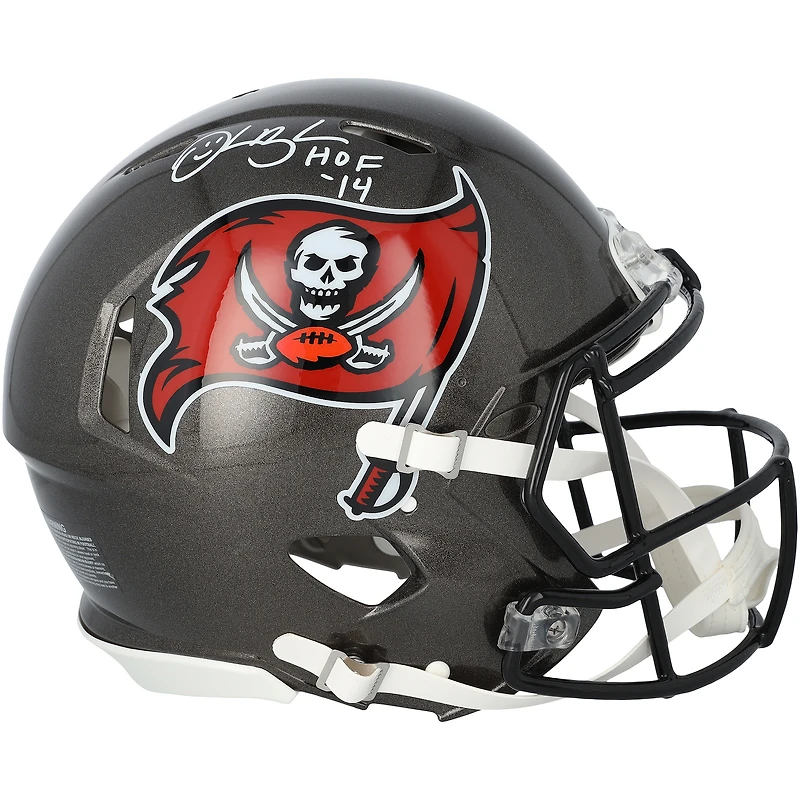 V106832 Casque Riddell authentique rétro Speed, autographié par Derrick Brooks (Tampa Bay Buccaneers), modèle 1997-2013, avec inscription « HOF 14 ». Référence : Derrick Brooks AUT PRO HELMET 46042 AUTEQPHEL PHLTBR0663 #8