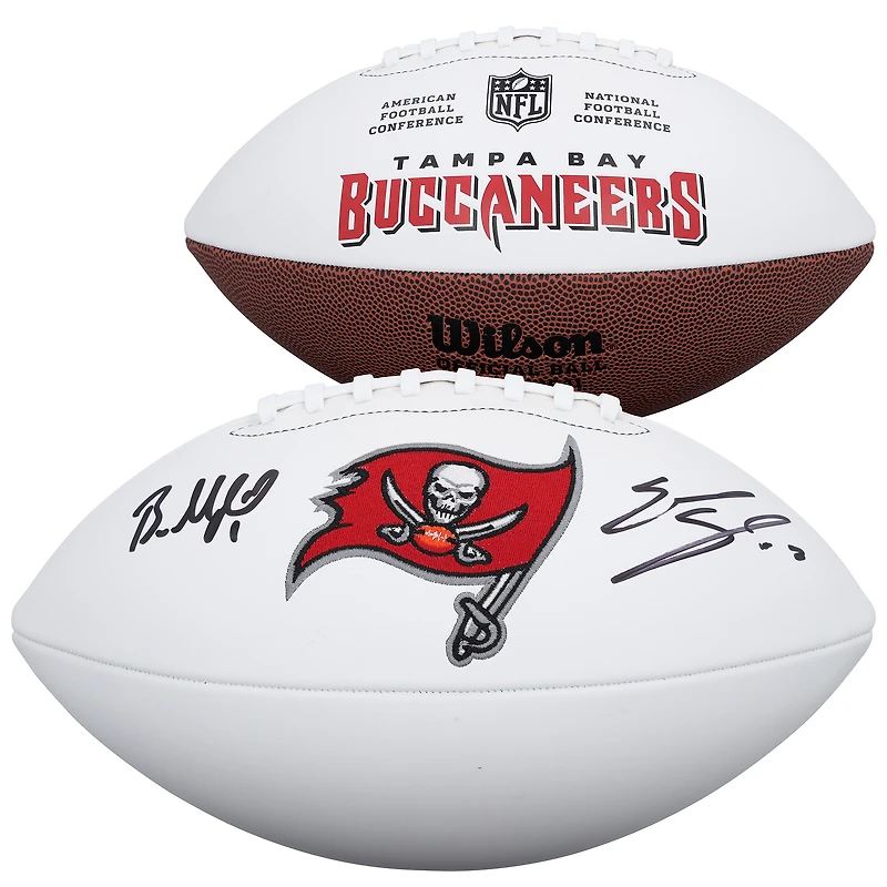 Emeka Egbuka & Baker Mayfield Tampa Bay Buccaneers Autographed Wilson White Panel Football