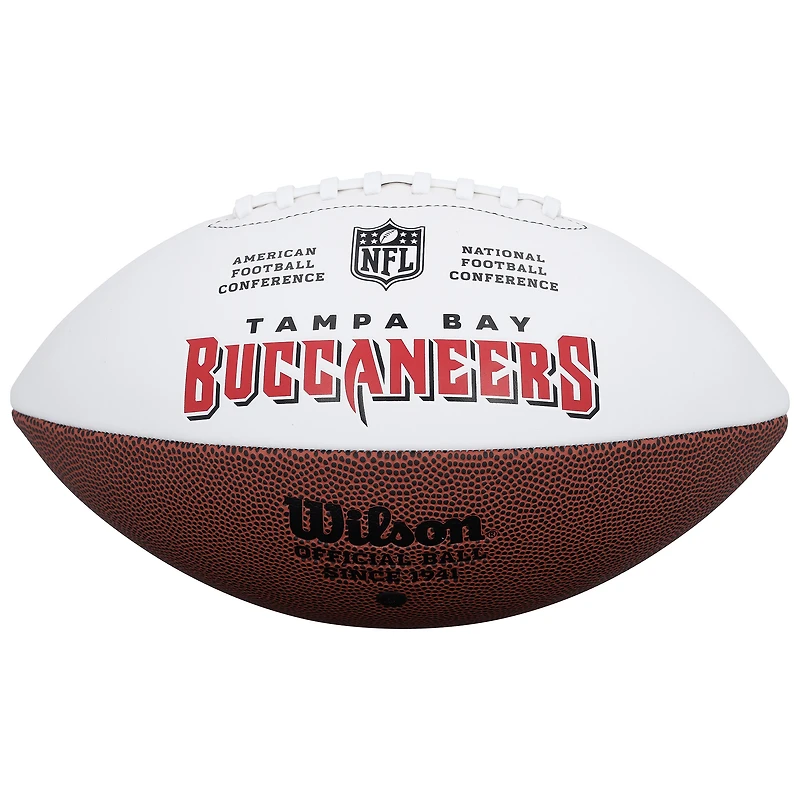 Ballon de football Wilson à panneau blanc autographié par Emeka Egbuka et Baker Mayfield des Buccaneers de Tampa Bay