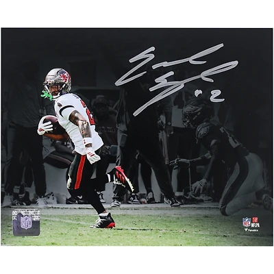 Emeka Egbuka Tampa Bay Buccaneers Autographed 8" x 10" White Jersey Rushing Touchdown Spotlight Photograph