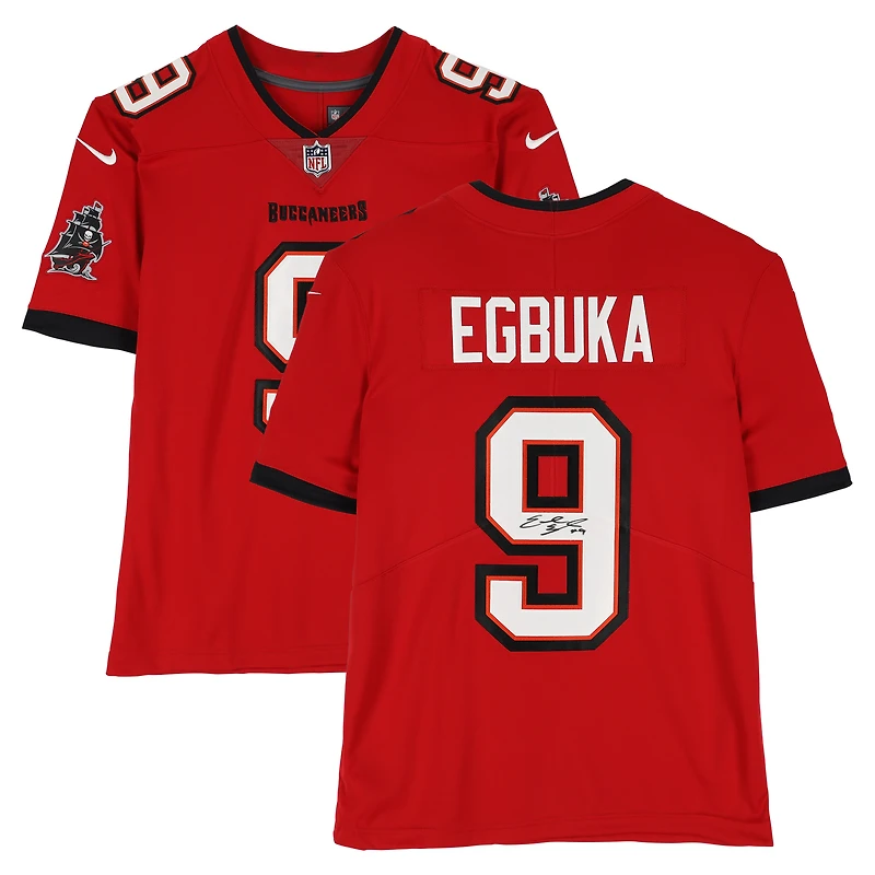 Maillot rouge Nike Limited autographié par Emeka Egbuka des Tampa Bay Buccaneers