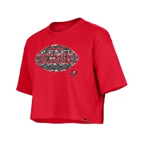 Girl's New Era Red Tampa Bay Buccaneers Flip Sequin Boxy T-Shirt