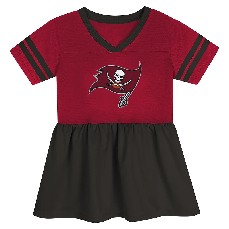 Girls Toddler Red Tampa Bay Buccaneers Stadium Lights Fashion Jersey V-Neck Dress