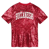Girls Youth Red Tampa Bay Buccaneers Wordmark Sequin V-Neck Top