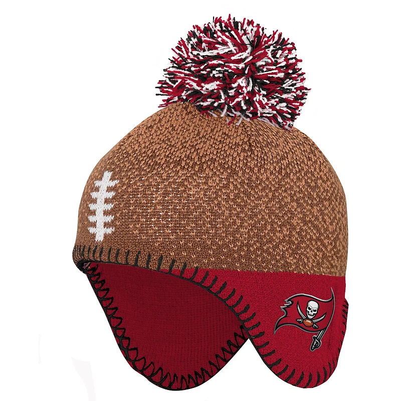 Infant Outerstuff Brown Tampa Bay Buccaneers Football Head Knit Hat with Pom