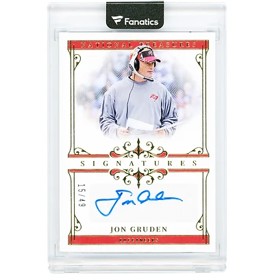 Carte autographiée de Jon Gruden (Tampa Bay Buccaneers) Panini National Treasures 2025 #SIG-JGN #15/49