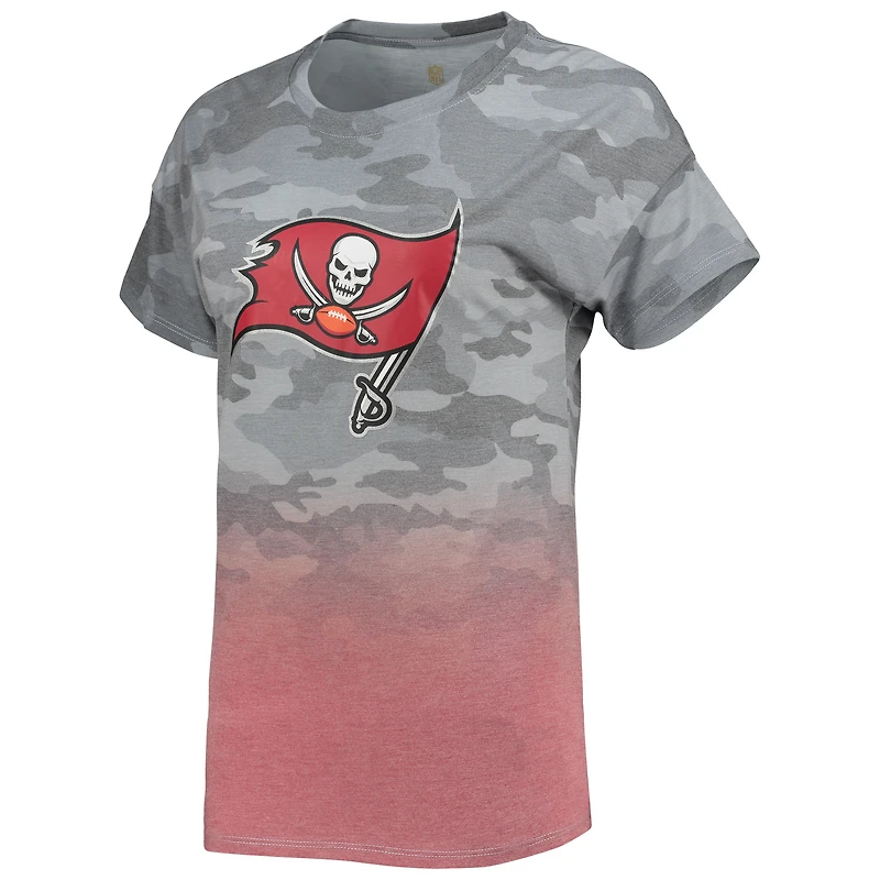 T-shirt gris/rouge Tampa Bay Buccaneers Beth Camo Dip-Dye pour juniors