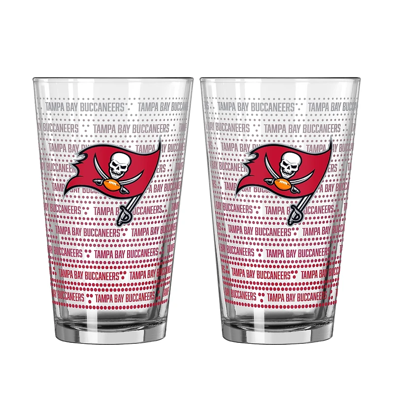Ensemble de deux verres à bière Logo Brands Tampa Bay Buccaneers Chant Fade de 473 ml (16 oz).