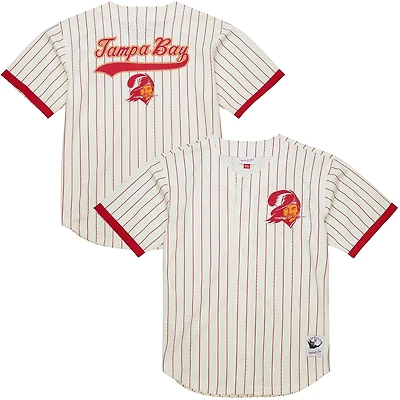 Chemise boutonnée en maille à logo vintage Final Seconds des Buccaneers de Tampa Bay Mitchell & Ness pour homme, couleur crème