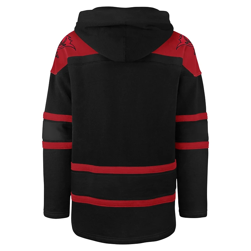 Men's '47 Black Tampa Bay Buccaneers Dark Pop Lace-Up Pullover Hoodie