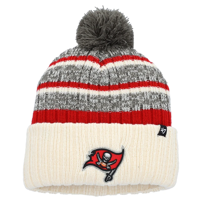Bonnet en tricot à revers Tavern '47 Natural Tampa Bay Buccaneers pour hommes avec pompon