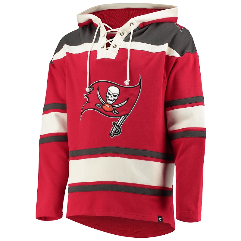 Men's '47 Red Tampa Bay Buccaneers Lacer V-Neck Pullover Hoodie