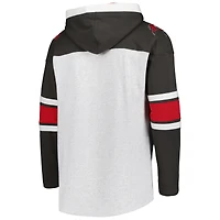 Men's '47 Tampa Bay Buccaneers Heather Gray Gridiron Lace-Up Pullover Hoodie