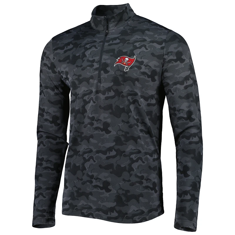 Sweat-shirt à fermeture éclair quart de tour Antigua Black Tampa Bay Buccaneers Brigade pour homme