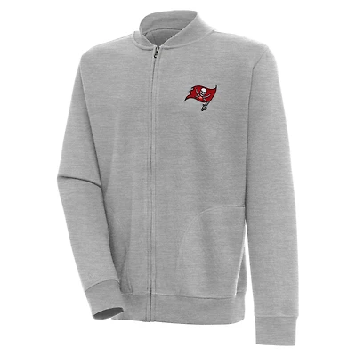 Men's Antigua  Heather Gray Tampa Bay Buccaneers Victory Full-Zip Jacket