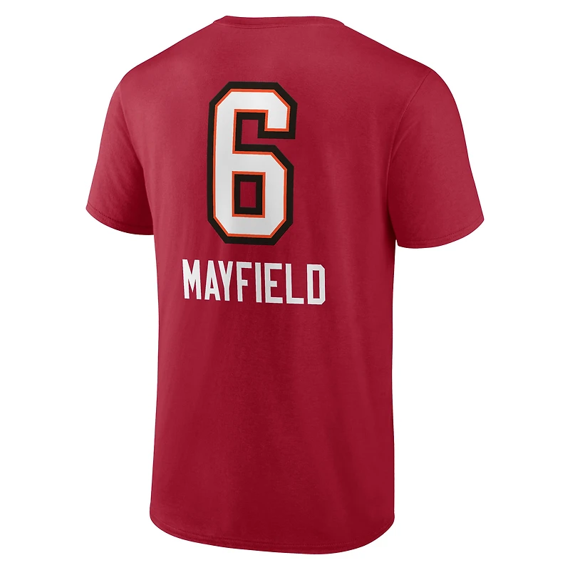Men's Baker Mayfield Red Tampa Bay Buccaneers Team Wordmark Name & Number T-Shirt