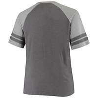 Men's Black/Heathered Gray Tampa Bay Buccaneers Big & Tall Throwback 2-Stripe Raglan T-Shirt