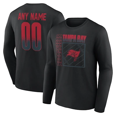 T-shirt à manches longues noir pour homme Tampa Bay Buccaneers, domicile, personnalisé avec nom et numéro