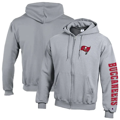 Sweat à capuche zippé Champion Heather Charcoal Tampa Bay Buccaneers en polaire Powerblend pour homme