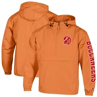 Men's Champion Pewter Tampa Bay Buccaneers Packable Hooded Windbreaker Half-Zip Jacket