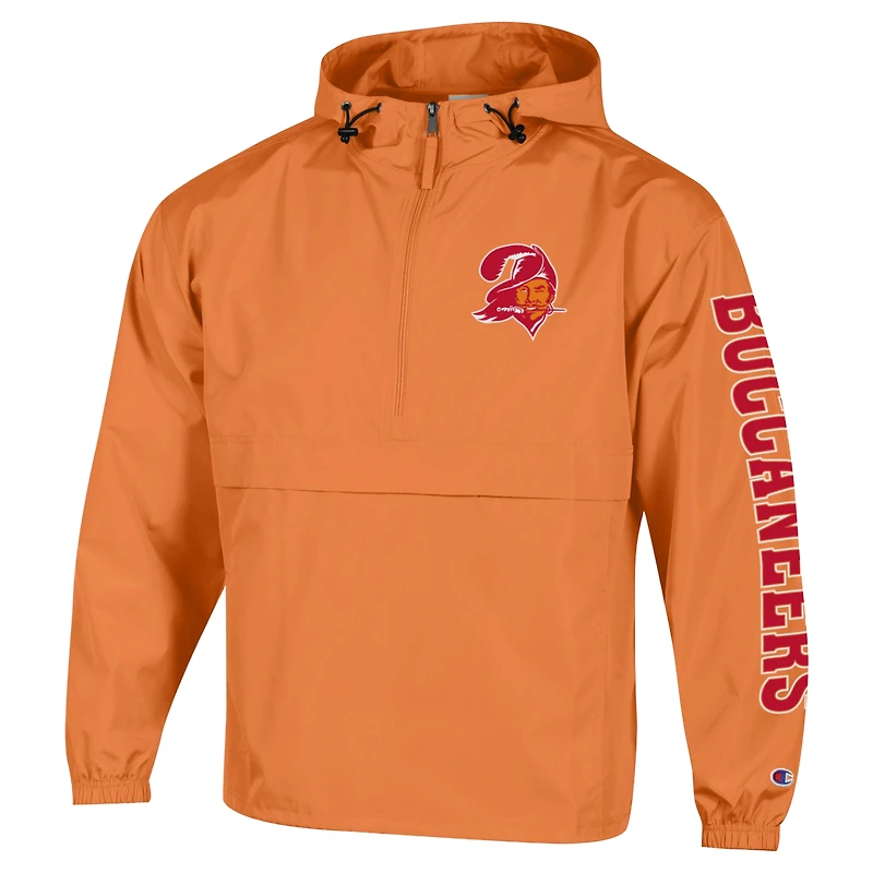 Veste coupe-vent à capuche demi-zip pliable Champion Pewter Tampa Bay Buccaneers pour homme