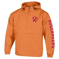 Veste coupe-vent à capuche demi-zip pliable Champion Pewter Tampa Bay Buccaneers pour homme