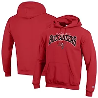 Men's Champion Red Tampa Bay Buccaneers Powerblend Arch over Logo Hoodie