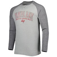 Men's Concepts Sport Heather Gray Tampa Bay Buccaneers Ledger Raglan Long Sleeve Henley Top