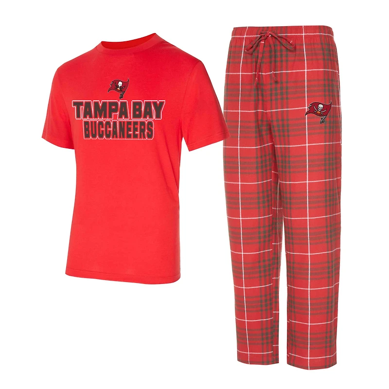 Ensemble de nuit pour homme Concepts Sport rouge/étain avec haut et pantalon en flanelle Vector des Tampa Bay Buccaneers