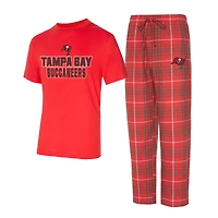 Ensemble de nuit pour homme Concepts Sport rouge/étain avec haut et pantalon en flanelle Vector des Tampa Bay Buccaneers