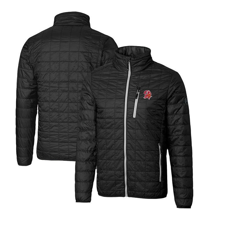 Men's Cutter & Buck Black Tampa Bay Buccaneers Throwback Logo Rainier PrimaLoft Eco Insulated Full-Zip Puffer Jacket