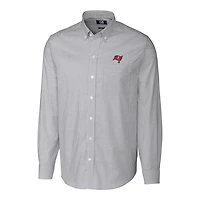 Men's Cutter & Buck Charcoal Tampa Bay Buccaneers Big Tall Stretch Striped Oxford Long Sleeve Woven Button Down Shirt
