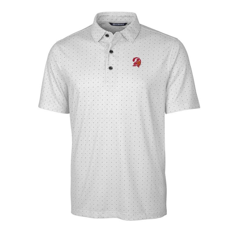 Polo stretch Cutter & Buck pour homme, couleur anthracite, logo rétro des Buccaneers de Tampa Bay, motif brochet et double point.