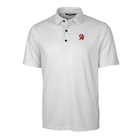Polo stretch Cutter & Buck pour homme, couleur anthracite, logo rétro des Buccaneers de Tampa Bay, motif brochet et double point.