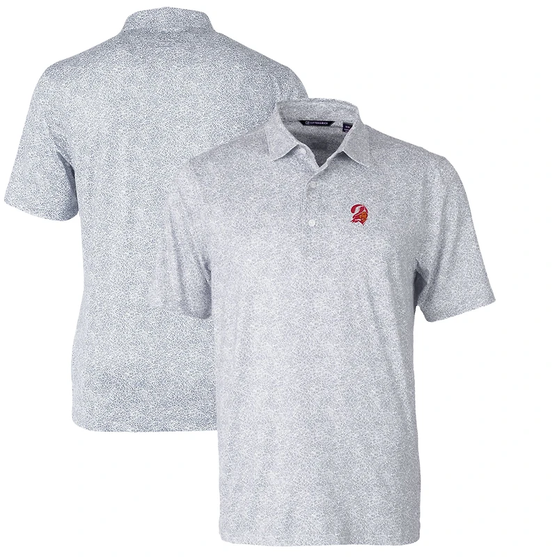 Polo extensible gris Cutter & Buck pour homme avec logo rétro des Buccaneers de Tampa Bay, motif Pike Constellation