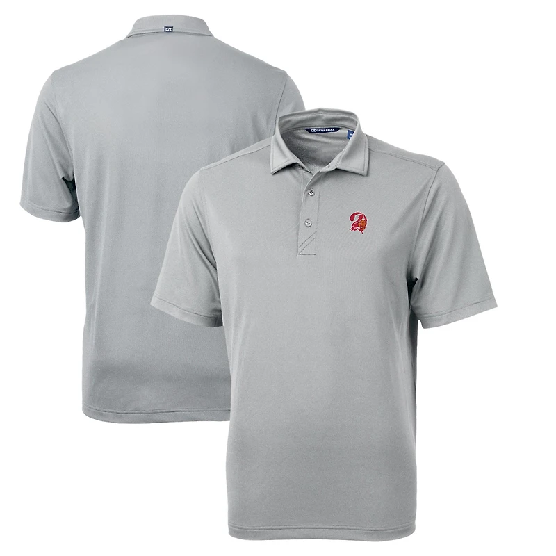 Men's Cutter & Buck Gray Tampa Bay Buccaneers Throwback Logo Virtue Eco Pique Recycled Big Tall Polo