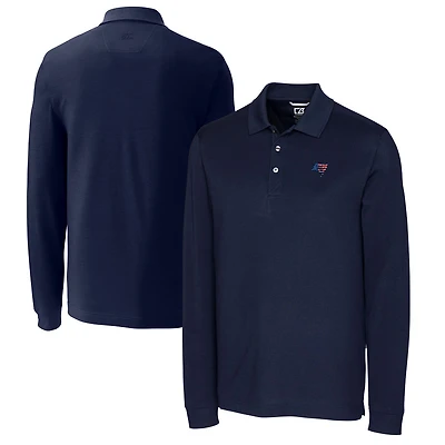 Men's Cutter & Buck Navy Tampa Bay Buccaneers Big Tall Advantage Tri-Blend Pique Long Sleeve Polo