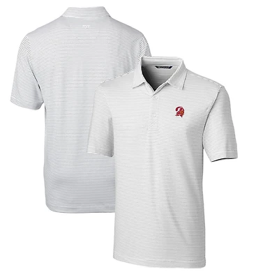 Men's Cutter & Buck White Tampa Bay Buccaneers Throwback Logo Big Tall Forge Pencil Stripe Stretch Polo