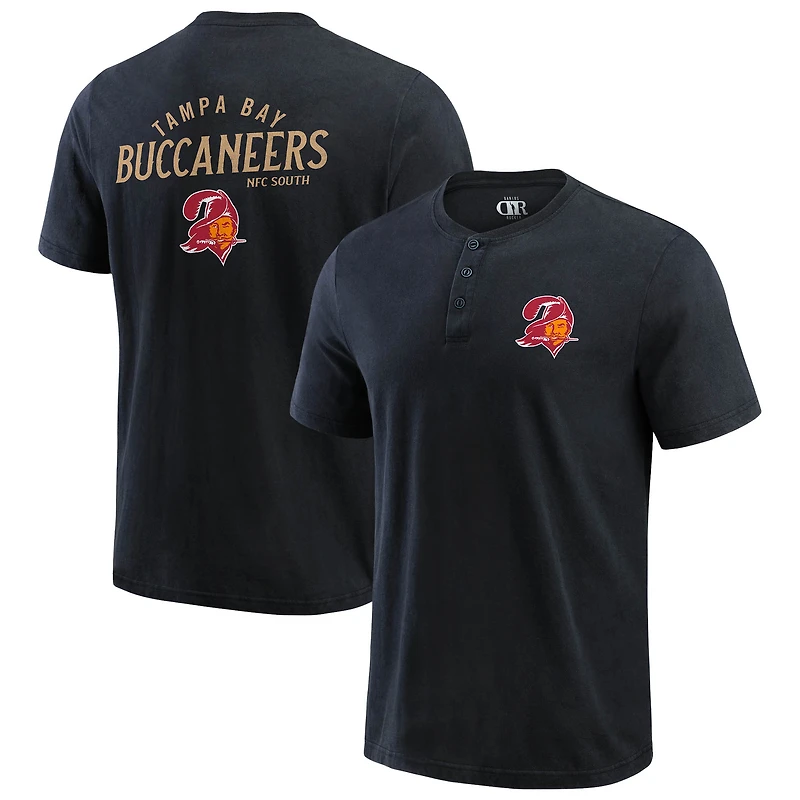 Men's Darius Rucker Collection by Fanatics Black Tampa Bay Buccaneers Washed Henley T-Shirt