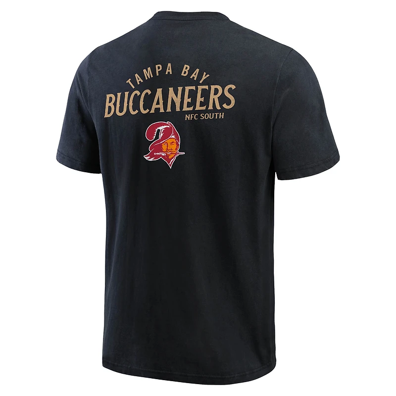 T-shirt Henley délavé noir pour homme de la collection Darius Rucker Fanatics des Buccaneers Tampa Bay