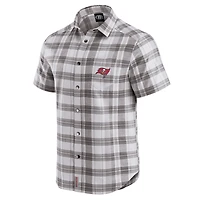 Chemise boutonnée à manches courtes et carreaux pour homme, collection Darius Rucker par Fanatics, gris, des Tampa Bay Buccaneers